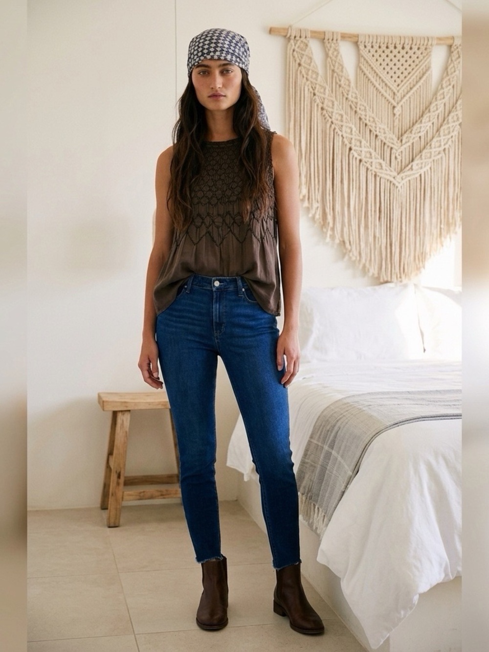 PAIGE Hoxton Ankle Jeans Women’s 32 High Rise Skinny Chapel Blue Raw Hem